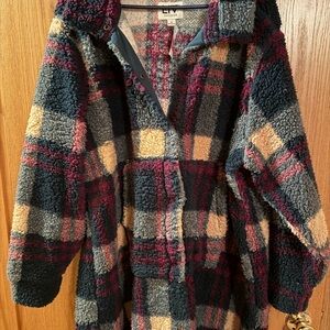 Plaid Sherpa Coat